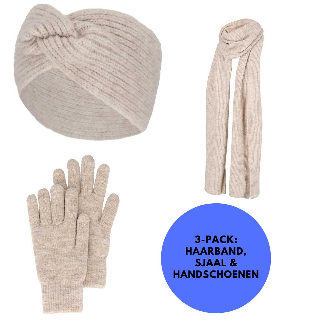 Ensemble d'hiver pour femme : gants bandeau et écharpe marron moyen taille 2/7