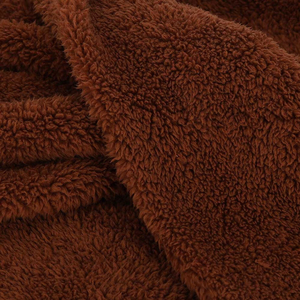 Colsjaal dames Teddy Wol Midden Bruin One Size 3/3