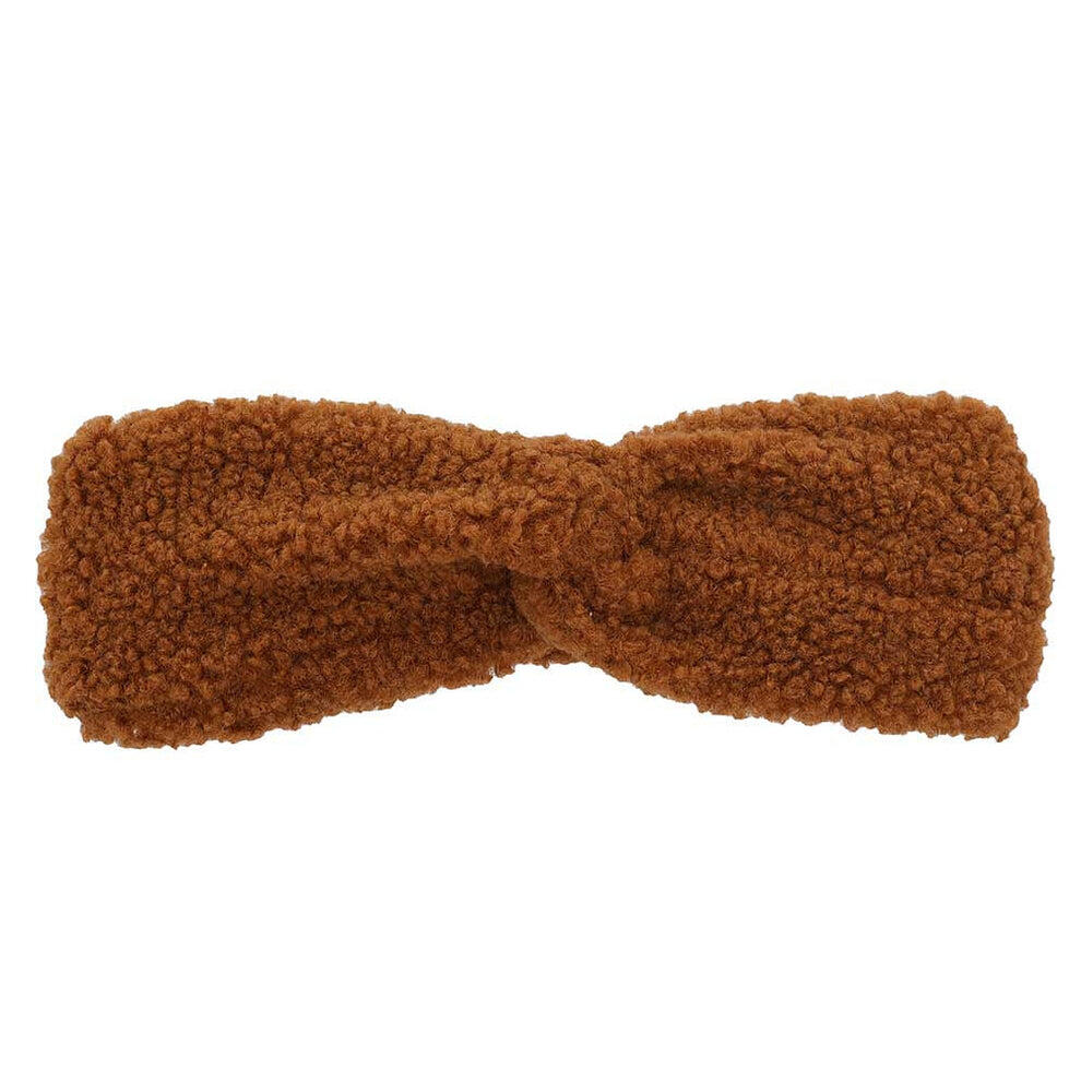 Fascia per capelli da donna in lana stile orsetto taglia unica media marrone 2/3