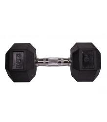 Haltère Hex Sveltus noir caoutchouc poignée chromée antidérapante
