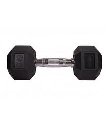 Haltère Hex Sveltus court noir 6 faces caoutchouc