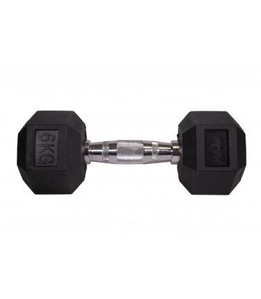 Haltère Hex Sveltus court noir 6 faces caoutchouc