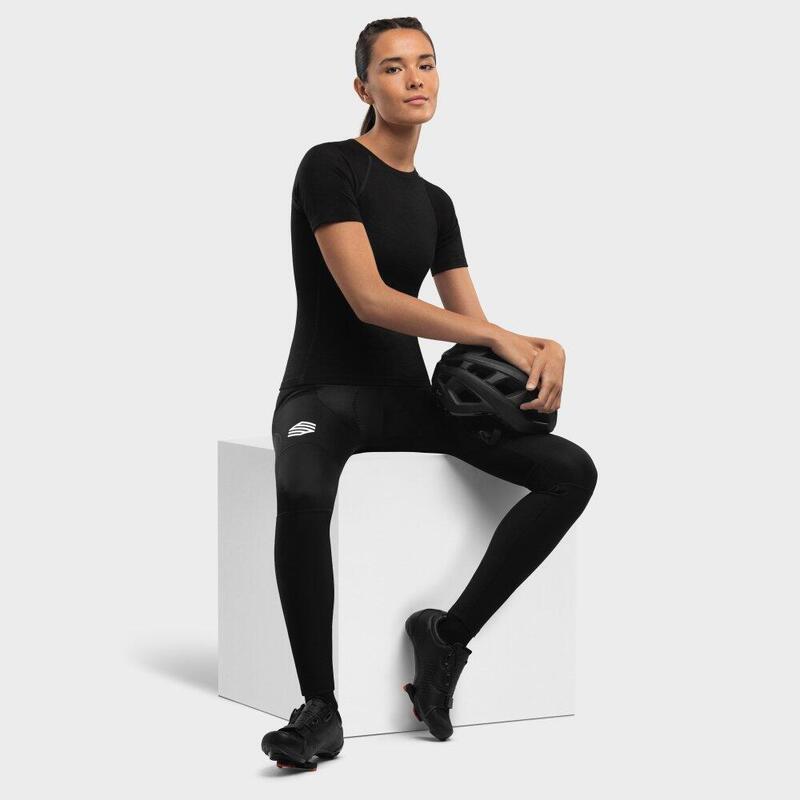 Damen Radsport fahrradbaselayer aus wolle für SRX Premium Skin SIROKO Schwarz