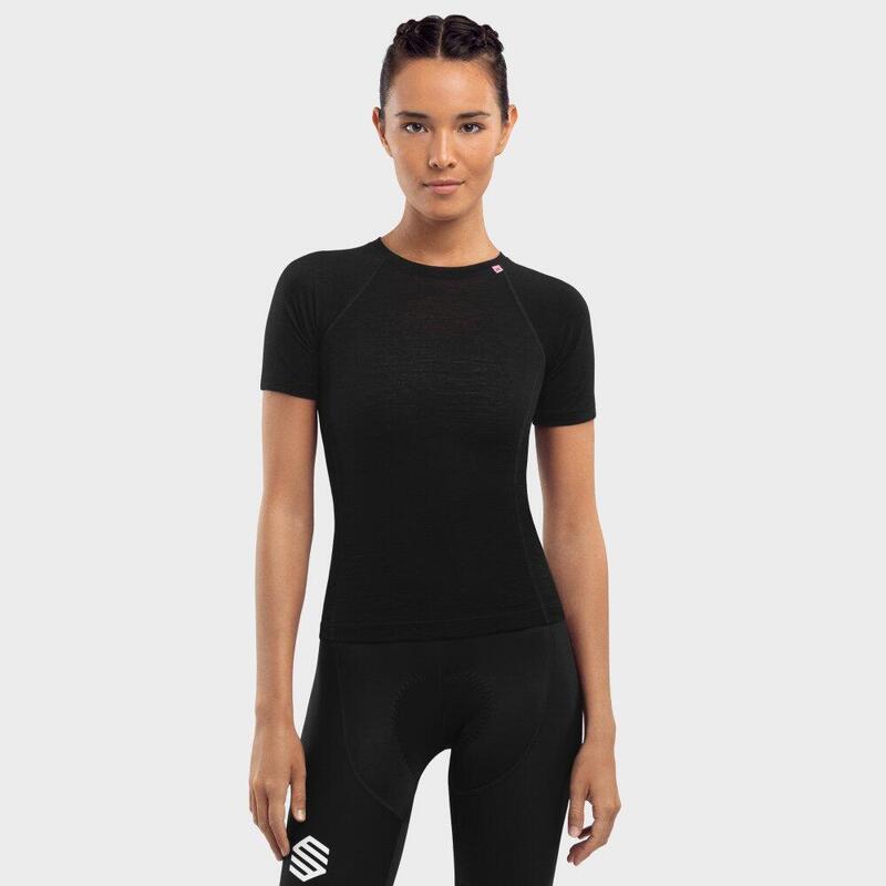 Damen Radsport fahrradbaselayer aus wolle für SRX Premium Skin SIROKO Schwarz