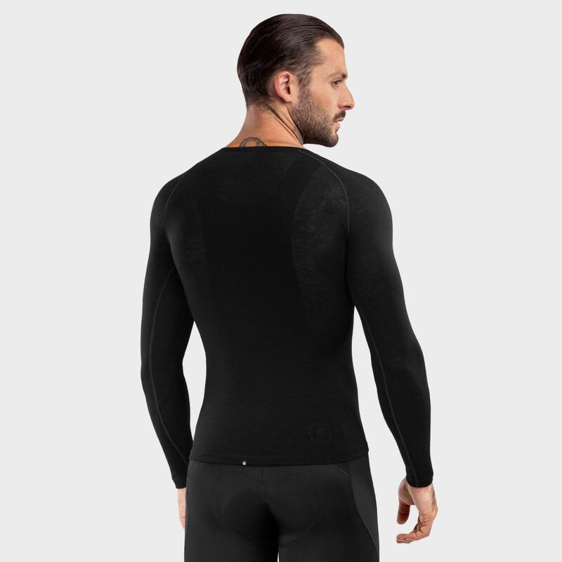 Herren Radsport fahrradbaselayer aus wolle für SRX Typhoon SIROKO Schwarz