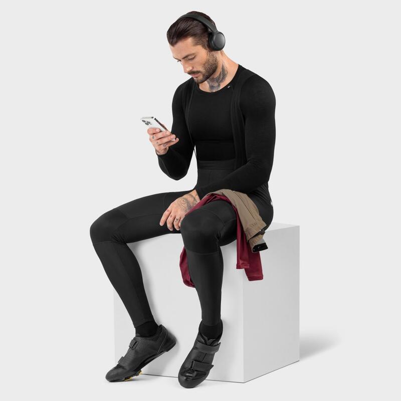 Herren Radsport fahrradbaselayer aus wolle für SRX Typhoon SIROKO Schwarz