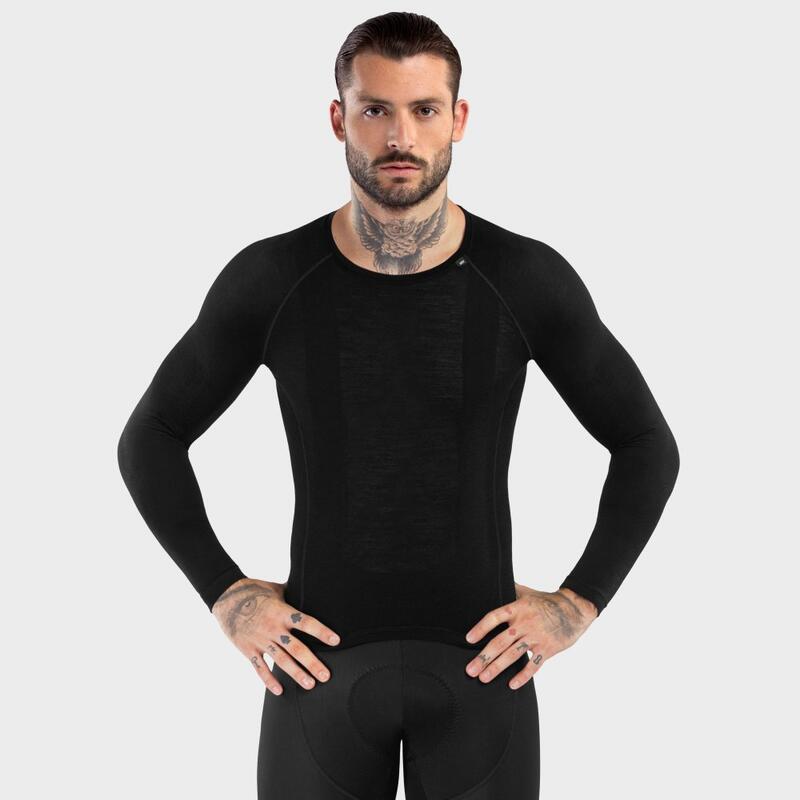 Herren Radsport fahrradbaselayer aus wolle für SRX Typhoon SIROKO Schwarz