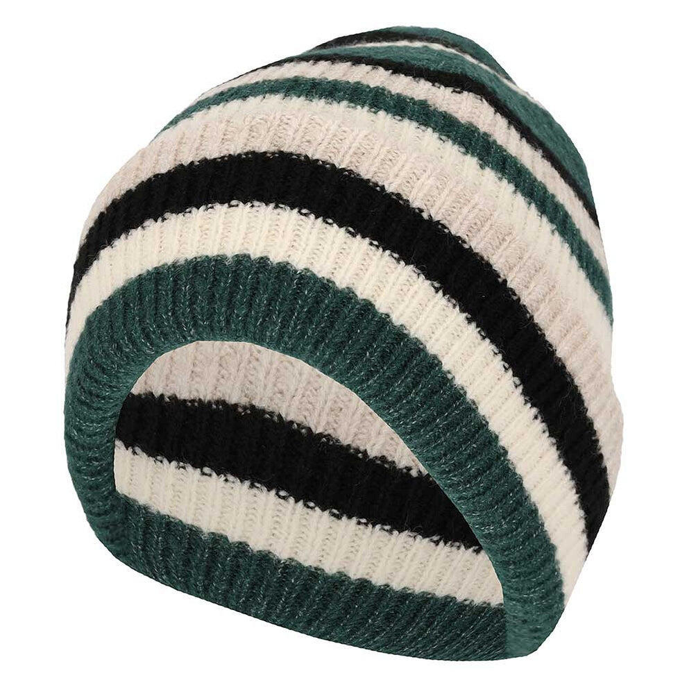 Set da donna composto da cappello e sciarpa a righe verde scuro taglia unica. 2/3