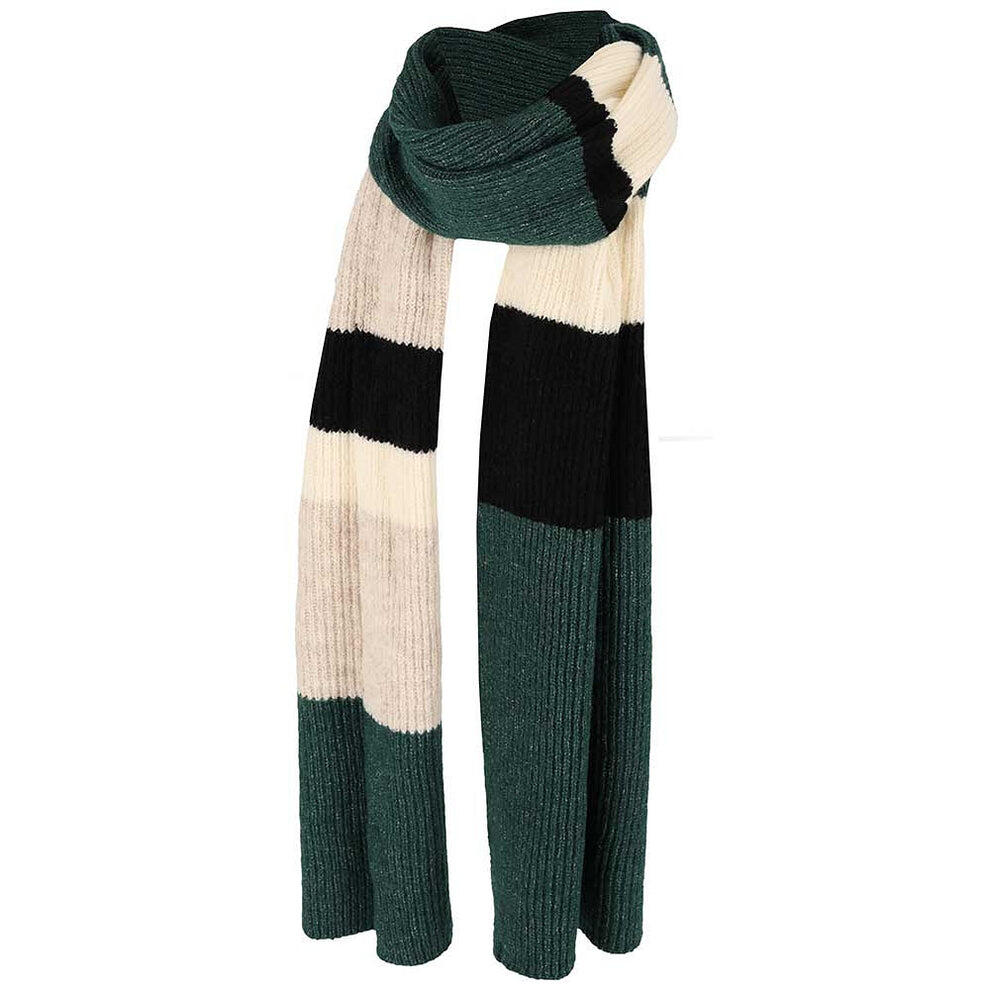Set da donna composto da cappello e sciarpa a righe verde scuro taglia unica. 3/3