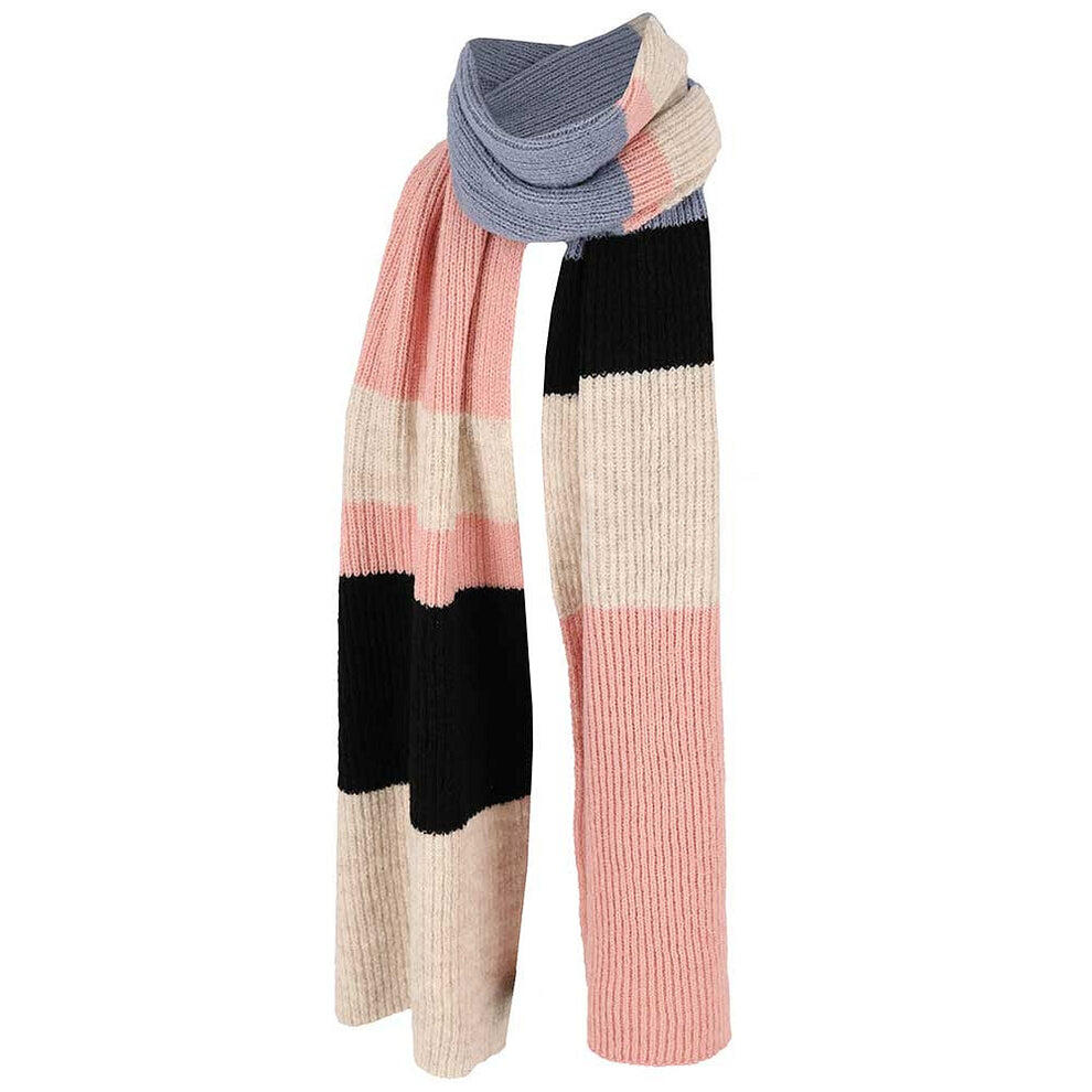 Set da donna con cappello e sciarpa a righe rosa antico taglia unica. 3/3