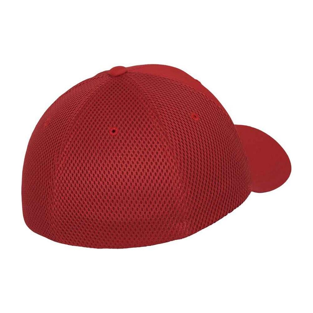 Tactel Mesh Panel Baseball Cap (Red) 2/2