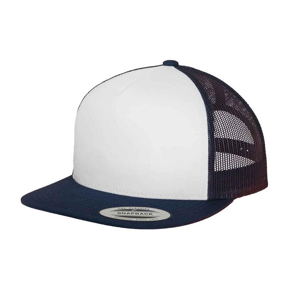 Cappellino Da Camionista Contrasto Adulto Unisex Flexfit Blu Navy Bianco 3/3
