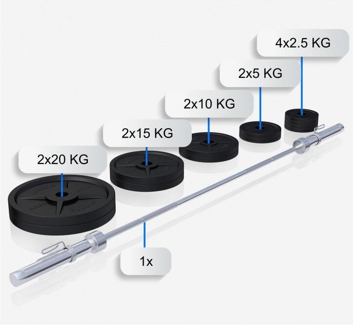 Ławka olimpijska MAXXUS Pro skośna + sztanga 130 kg 3/7