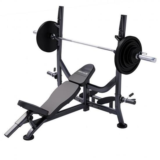 Ławka olimpijska + sztanga 90 kg MAXXUS Pro skośna