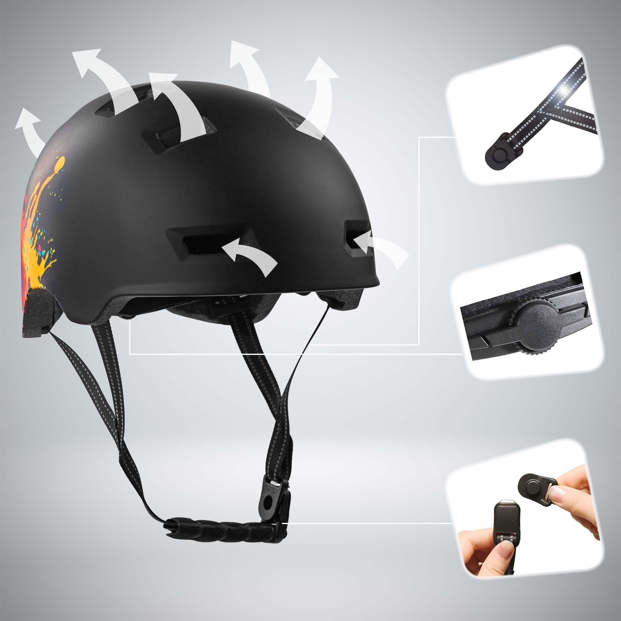 Casco de skate y bici | Splash Negro M (54-57 cm) | Certificado EN1078 3/6