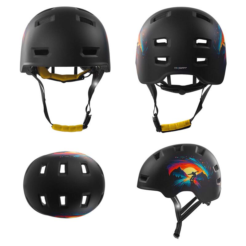 Casco de skate y bici | Patinaje Negro L (57-61 cm) | Certificado EN1078