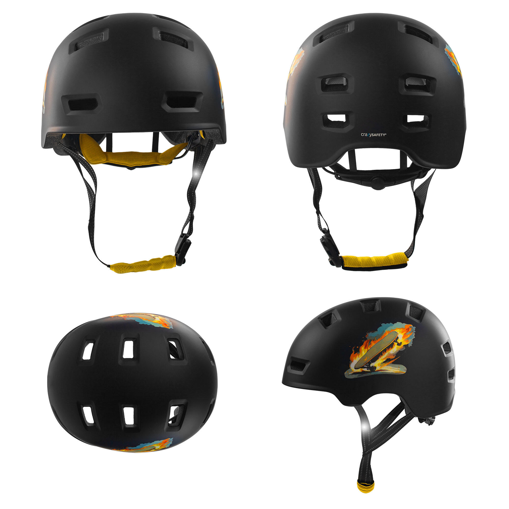 Casque Vélo Enfant Crazy Safety 2-en-1 - Intégral Ou Classique - Taille M 54-57cm - Noir