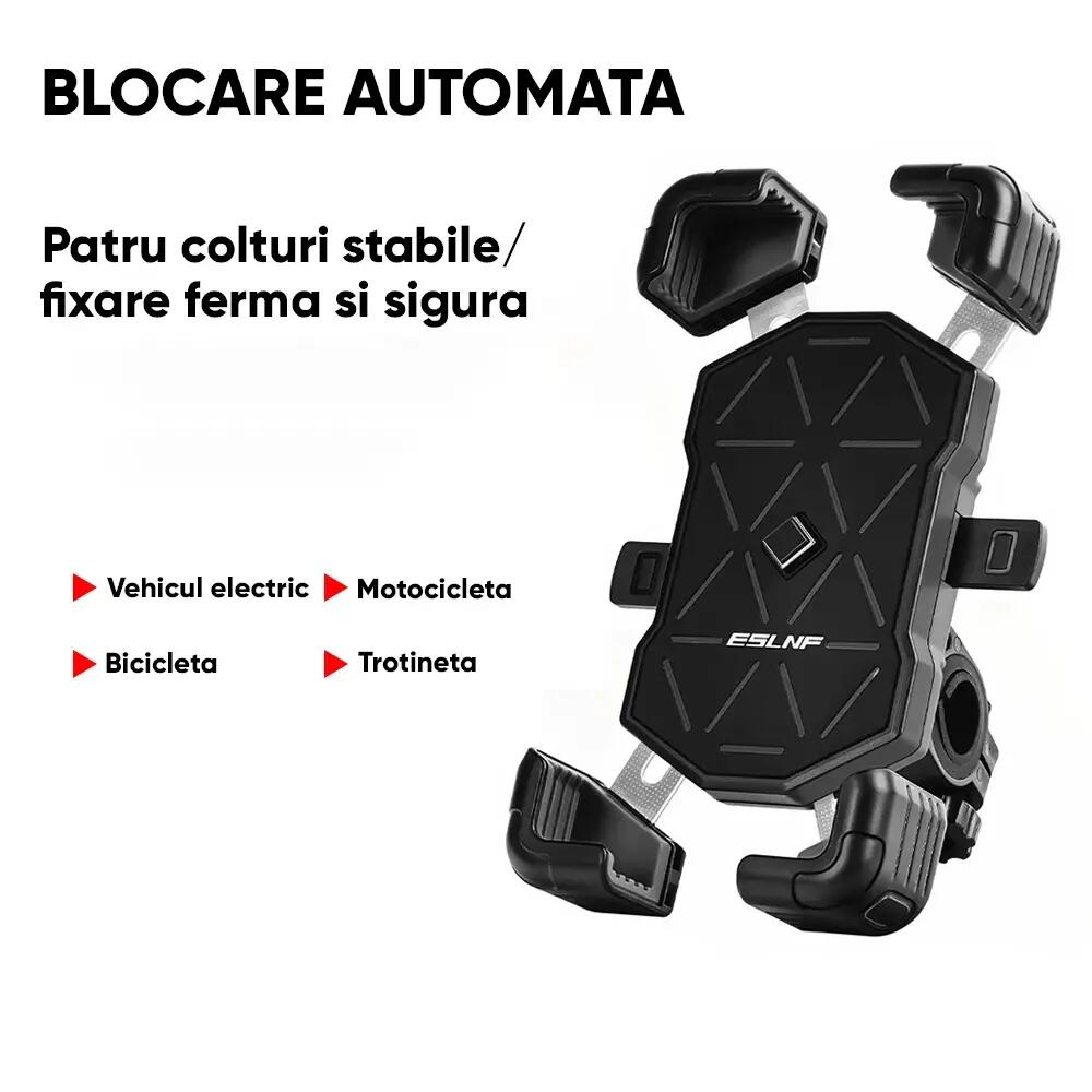 Suport telefon bicicleta, moto, trotineta, telefoane max 18.3 cm, rotativ 360 5/7