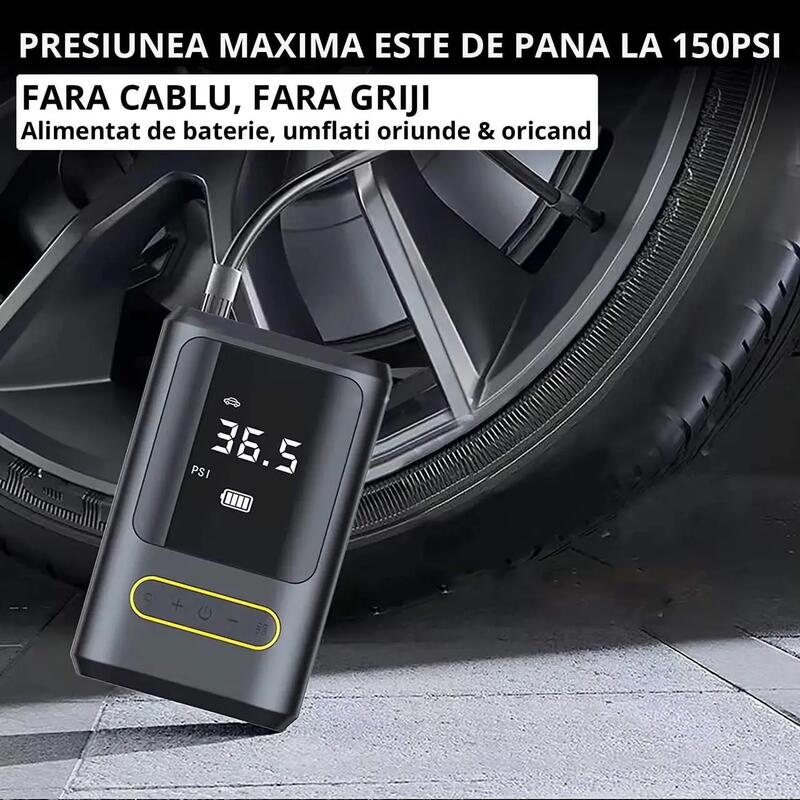 Compresor digital aer wireless 70W, 150 PSI, 18 L/min, 2 x 2000mAh, portabil