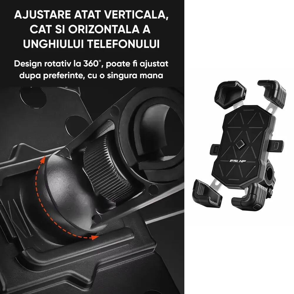 Suport telefon bicicleta, moto, trotineta, telefoane max 18.3 cm, rotativ 360 4/7