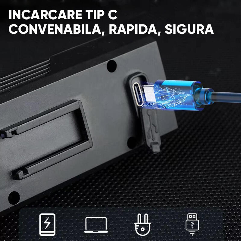 Far bicicleta, 200 lm, unghi larg vizibilitate 155 grade, incarcare solara, USB