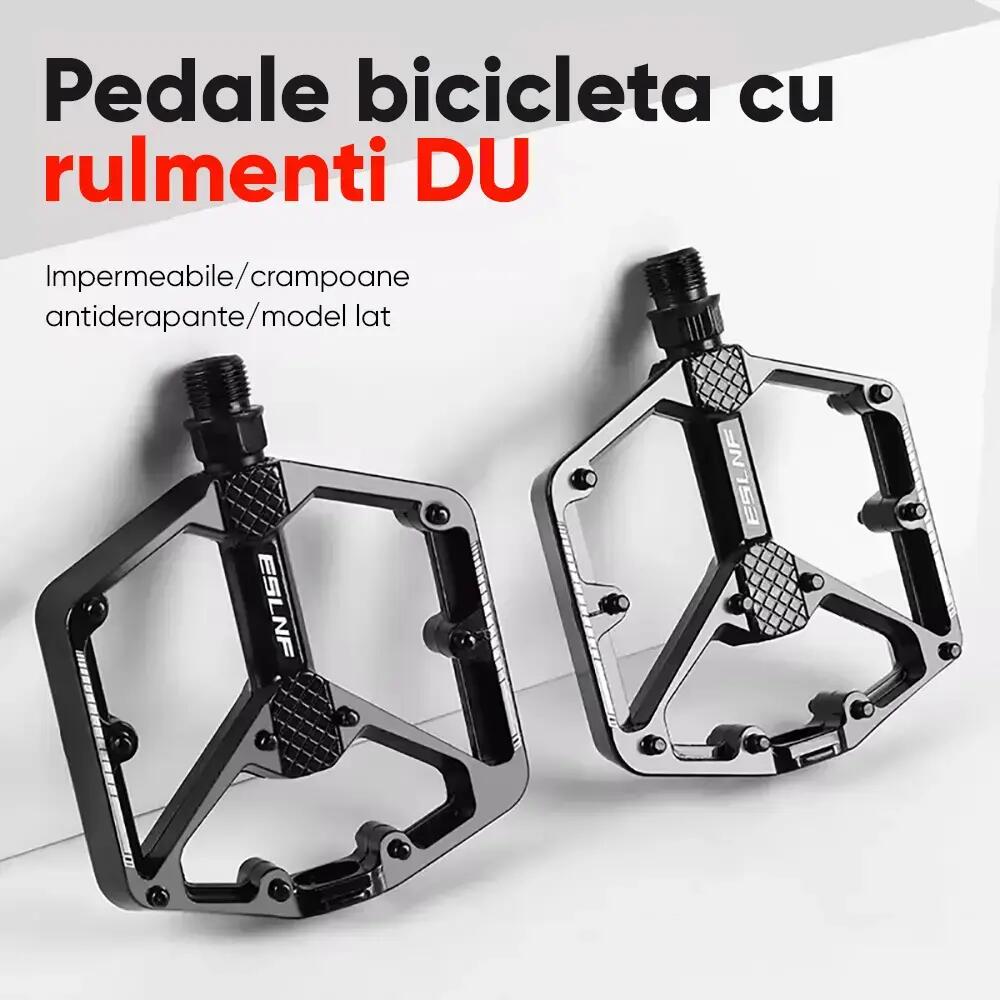Pedale bicicleta MTB,de oras,BMX,4 rulmenti DU,model lat,crampoane,antiderapante 5/7