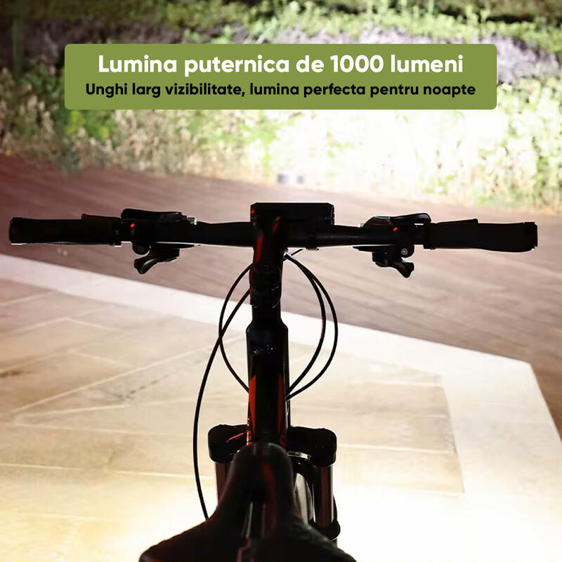Far bicicleta Profesional Ultra-Luminos, 1000 lm, unghi larg, baterie 2000 mAh