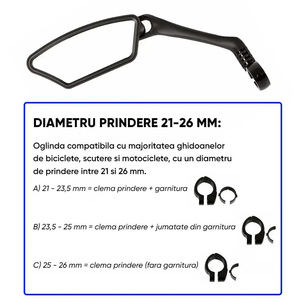 Oglinda bicicleta HD, reglabila 360 grade, unghi larg, MTB, BMX, scuter, moto 3/7