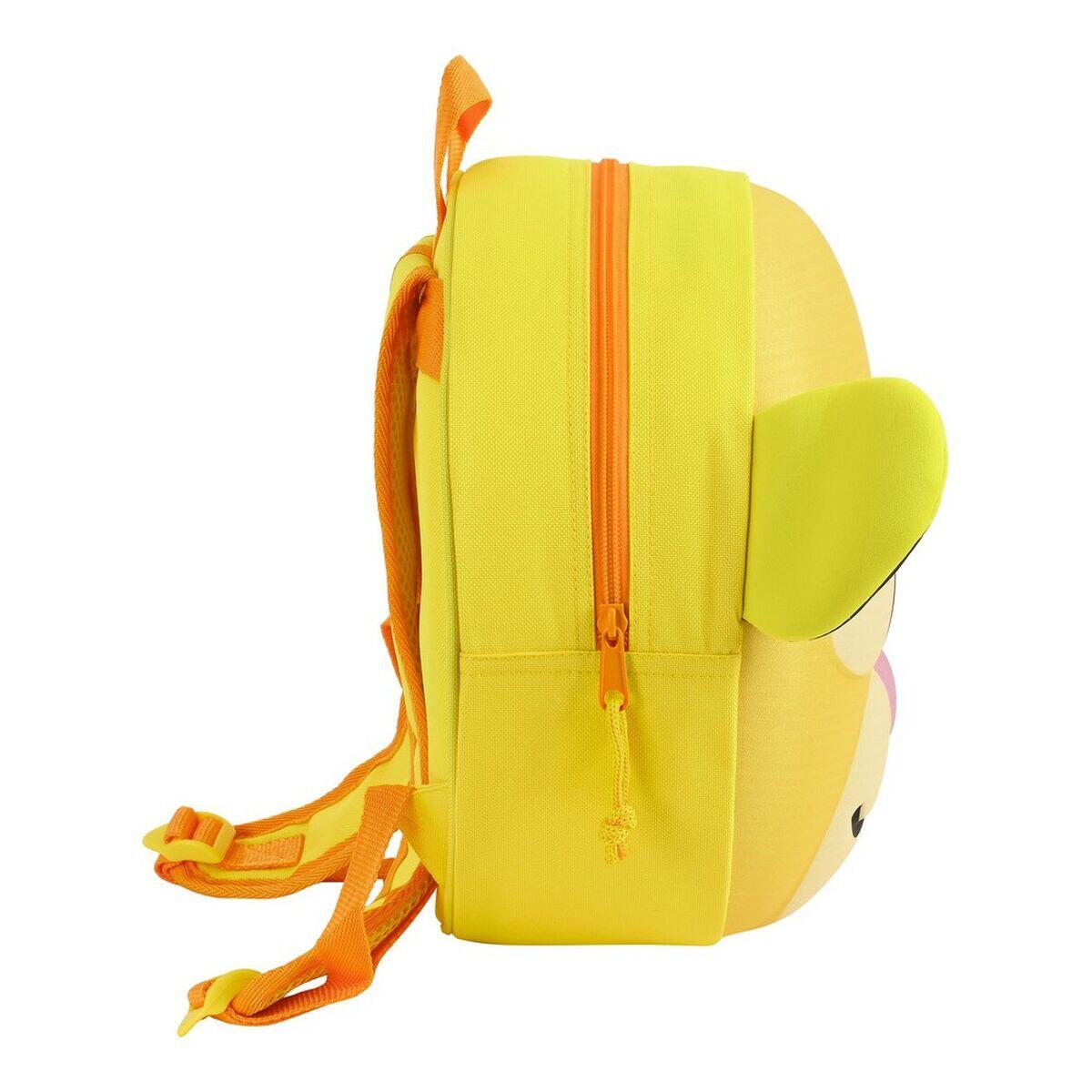 Mochila Escolar 3D Amarelo 3/4