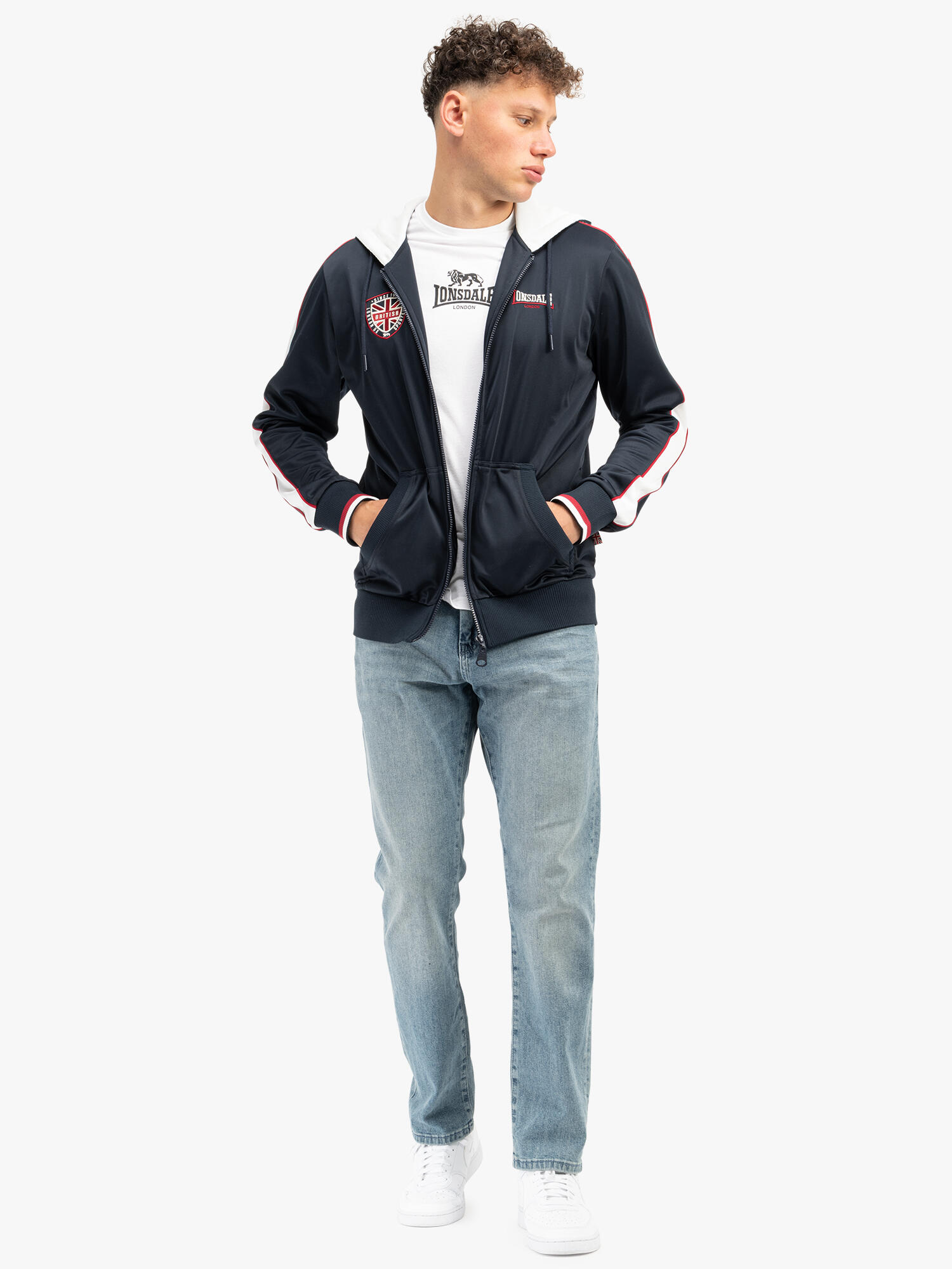 LONSDALE Herren Trainingsjacke mit Kapuze normale Passform STRATHMORE 3/6