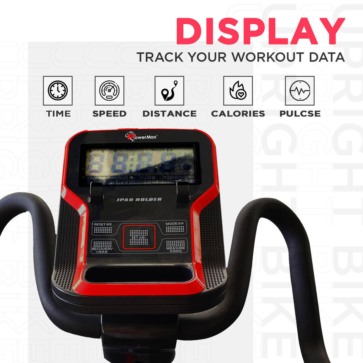 PowerMax Fitness® BU-650 Magnetic Upright Exercise Bike for Home Use [6Kg Flywheel, Max User Weight 120kg, LCD Display, 8-Level Adjustable Resistance & Anti-slip Pedal] Black colour -  4