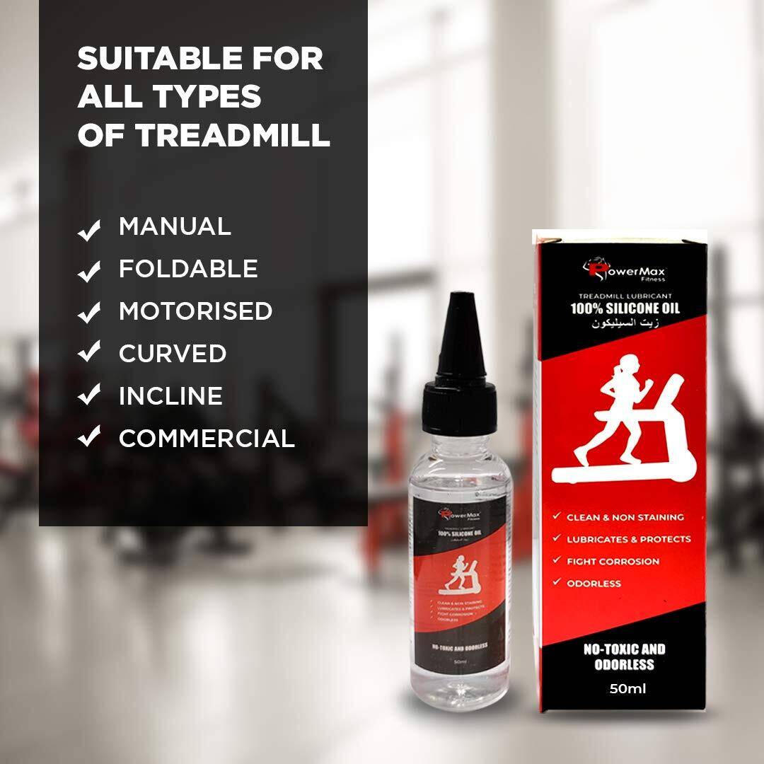PowerMax Fitness Multi-Purpose PMS-50 (50ml Silicone Oil Bottle) 100% Pure Silicone Treadmill Lubricant, Full Belt Width Lubrication, No Odor & No Propellants, Nozzle Cap for Easy Application, white -  3