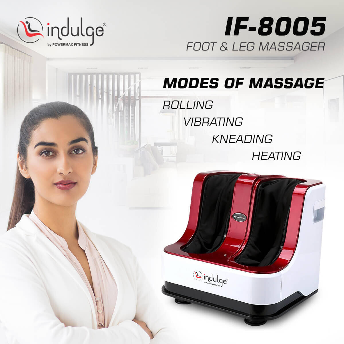 indulge IF-8005 Foot & Leg Massager Machine for Pain Relief with Intense Roller Reflexology Massage, Shiatsu, Kneading, Vibration, Rolling & Heating by PowerMax Fitness -  2
