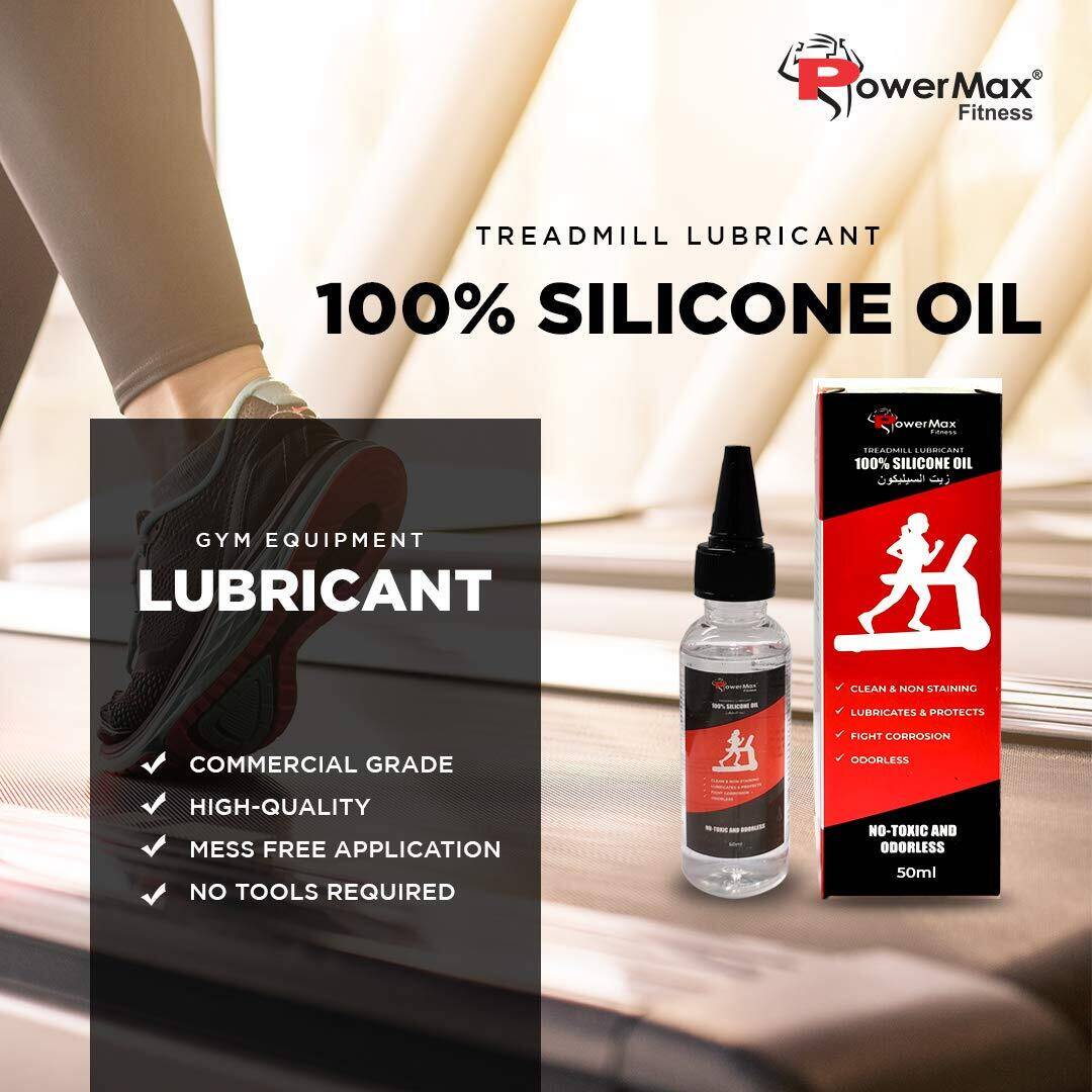 PowerMax Fitness Multi-Purpose PMS-50 (50ml Silicone Oil Bottle) 100% Pure Silicone Treadmill Lubricant, Full Belt Width Lubrication, No Odor & No Propellants, Nozzle Cap for Easy Application, white -  2
