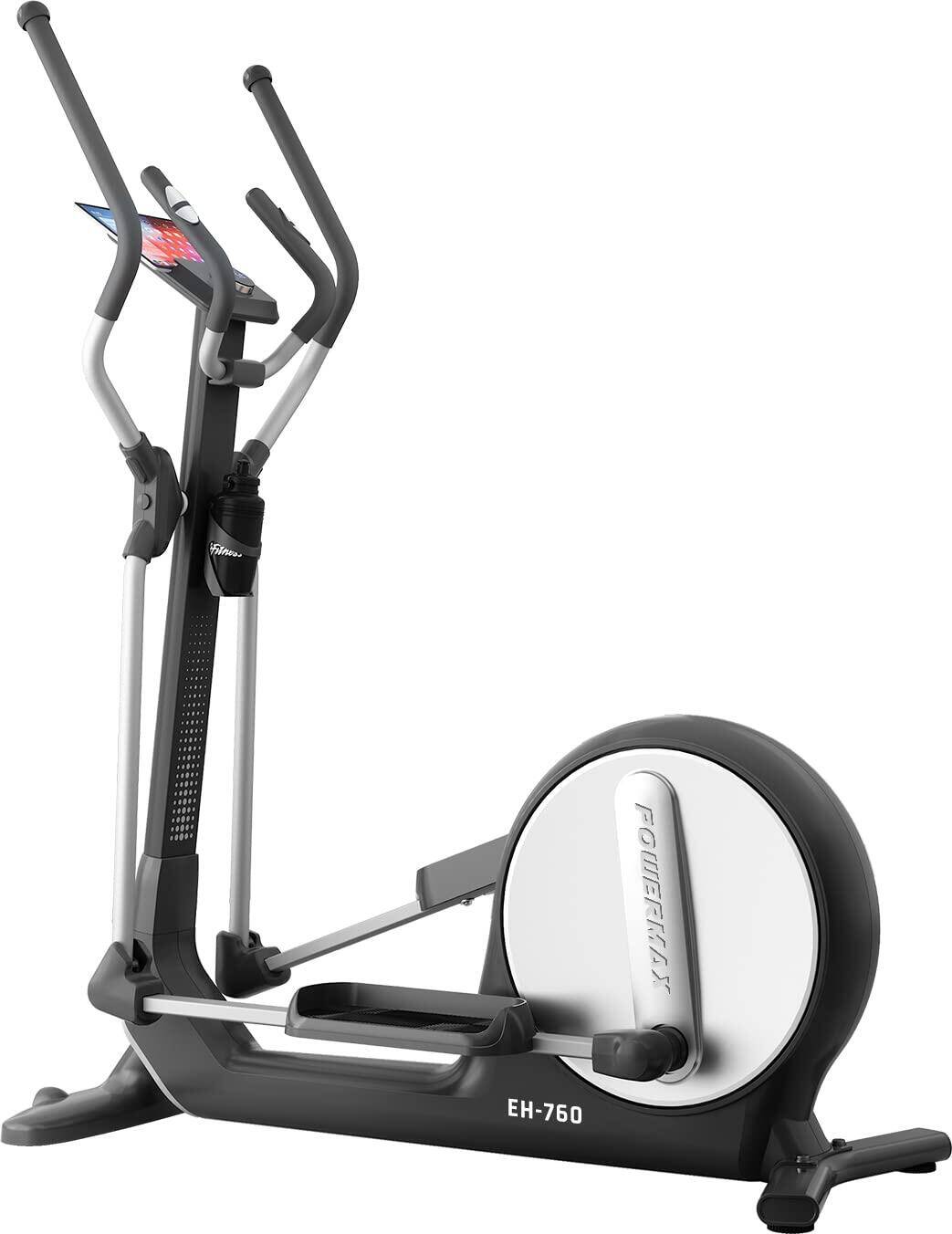 PowerMax Fitness® EH-760 Elliptical Cross Trainer with Water Bottle Cage, Preset Programs, Max User Weight 150kg,Motorized Magnetic Brake System and LCD Display, Home Gym Workout Machine, Black -  1