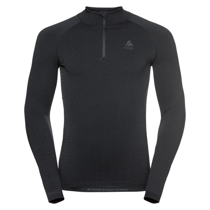 ODLO Shirt Lange Mouwen Halve Rits Performance Warm ECO Thermoshirt ZWART -