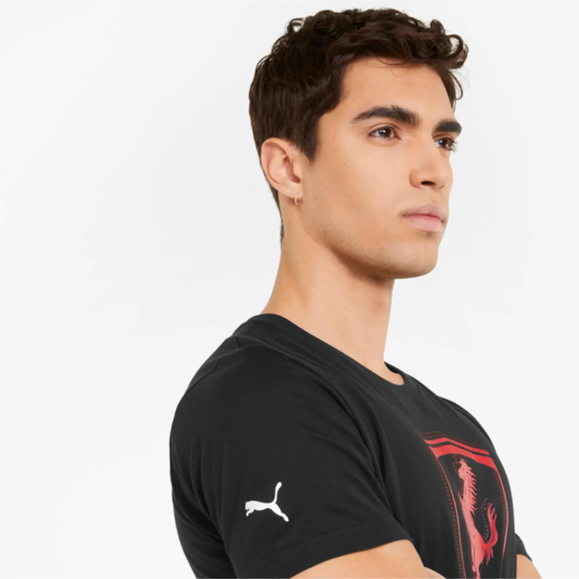 T-shirt PUMA para homem Scuderia Ferrari Race Tonal Shield T-Shirt - Preto 6/7