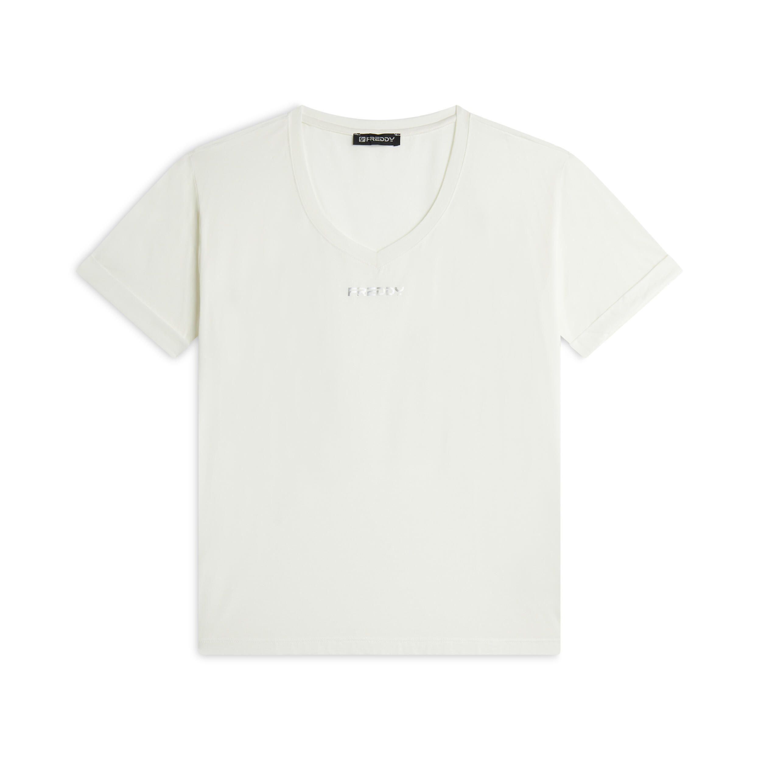 FREDDY T-shirt corta in modal elasticizzato con scollo a V