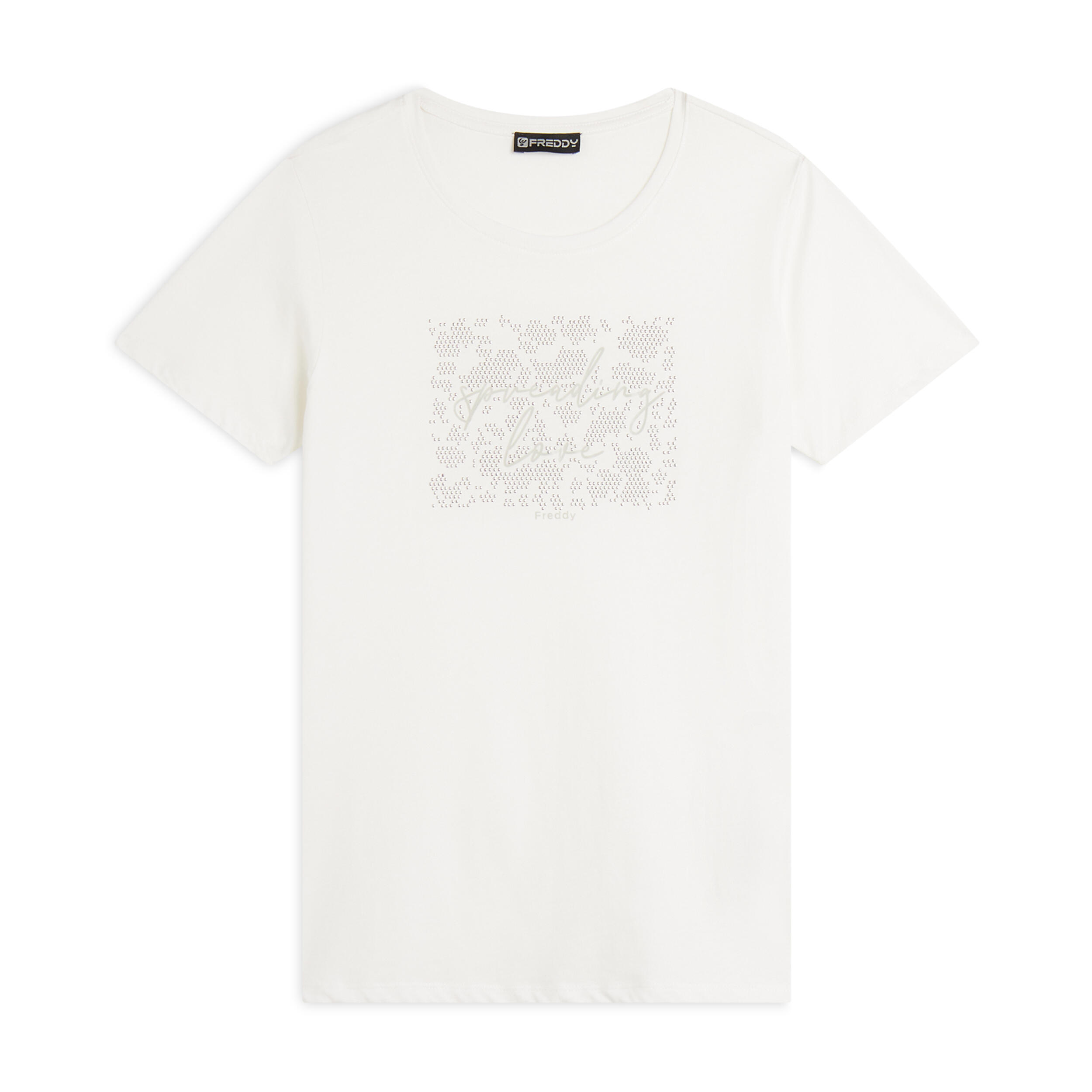 Freddy - T-shirt Confortable Pour Femmes Avec Lettrages En Paillettes - T-shirt Manches Courtes - Blanc - 48 Xl - Decathlon