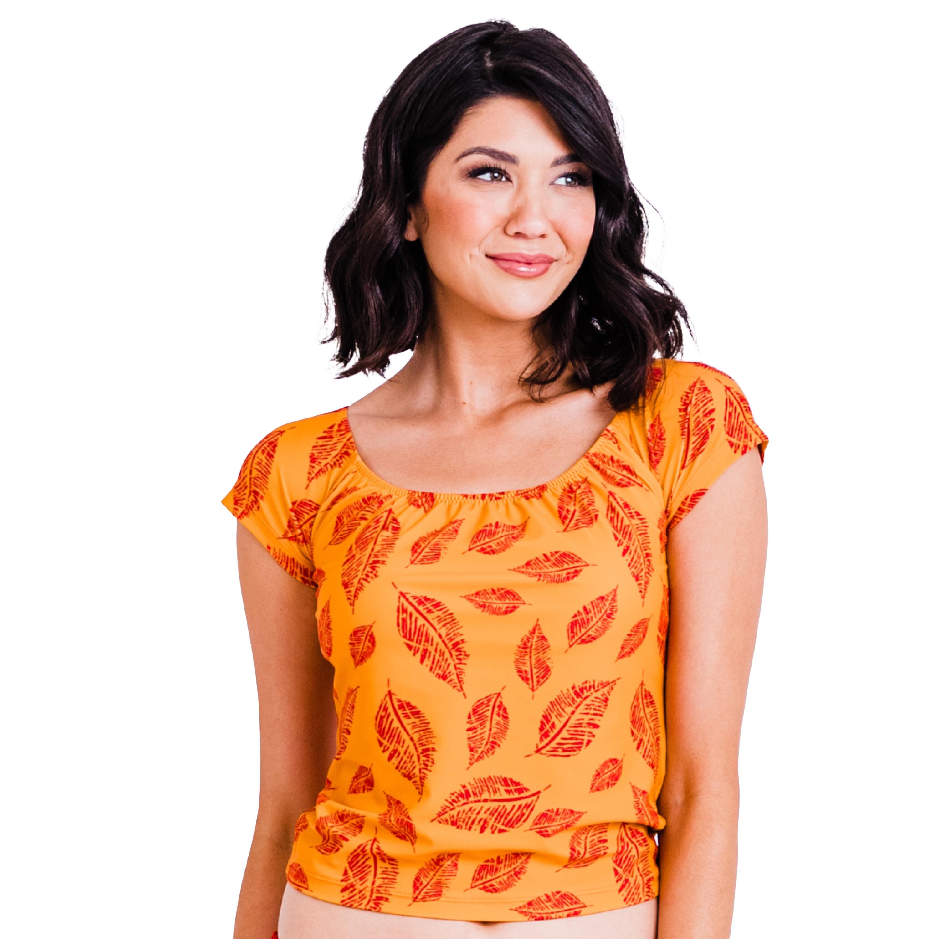 Women's Cap Sleeve UPF 50+ Zoey Crop Swim Top