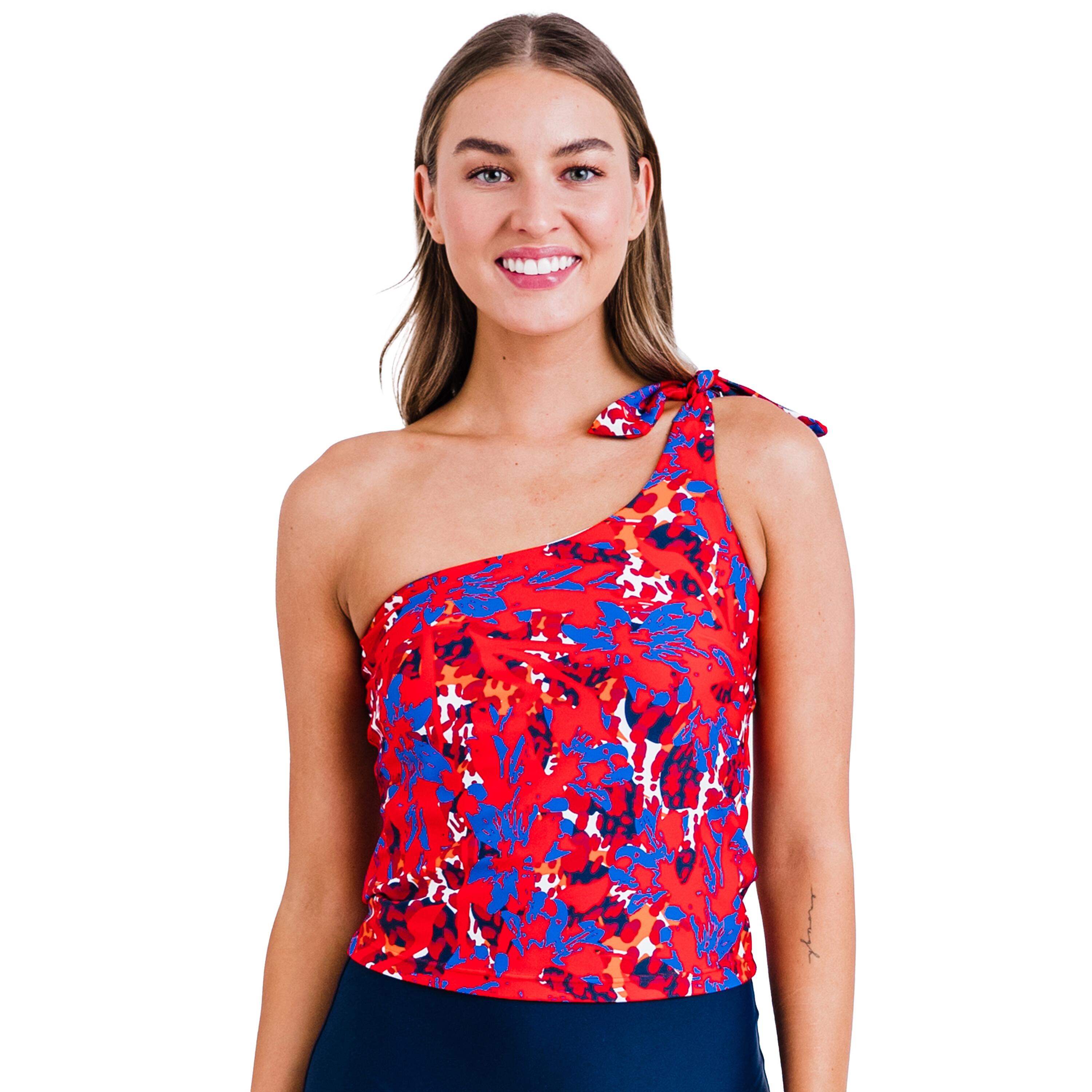 Women's One Shoulder Layla Crop Swim Top With Built In Bra