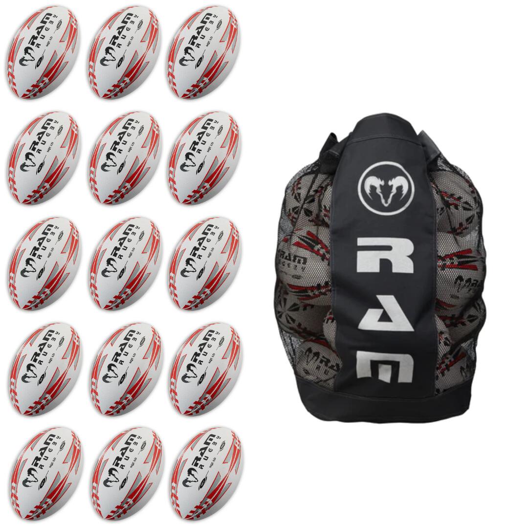 RAM RUGBY 15x Squad maat 5  Rugbybal Bundel inclusief - Nr. 1 Rugby Brand®