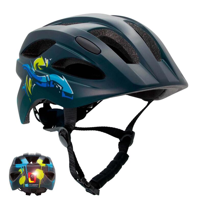 Casco de bici para niños de 6 a 12 años | Flecha Azul/Negra | Certificado EN1078