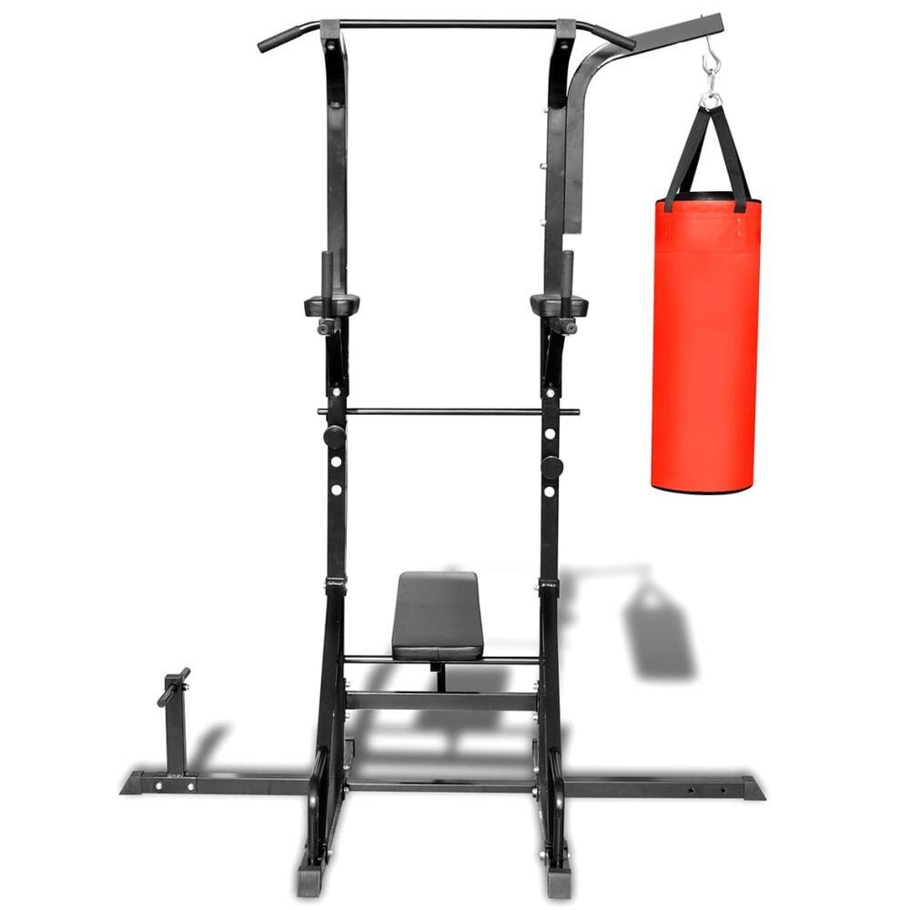 Máquina de musculación con banco y saco de boxeo 2/5