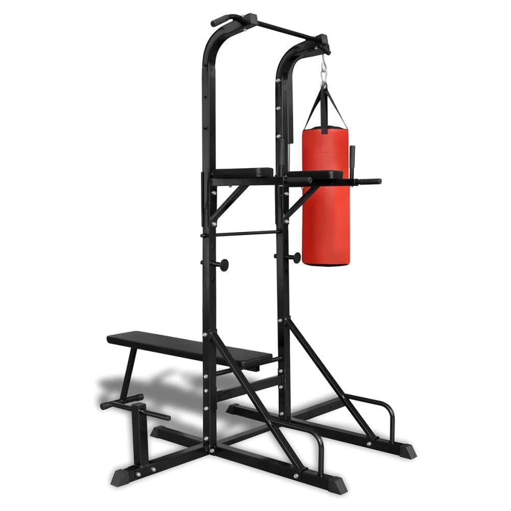 Máquina de musculación con banco y saco de boxeo 1/5