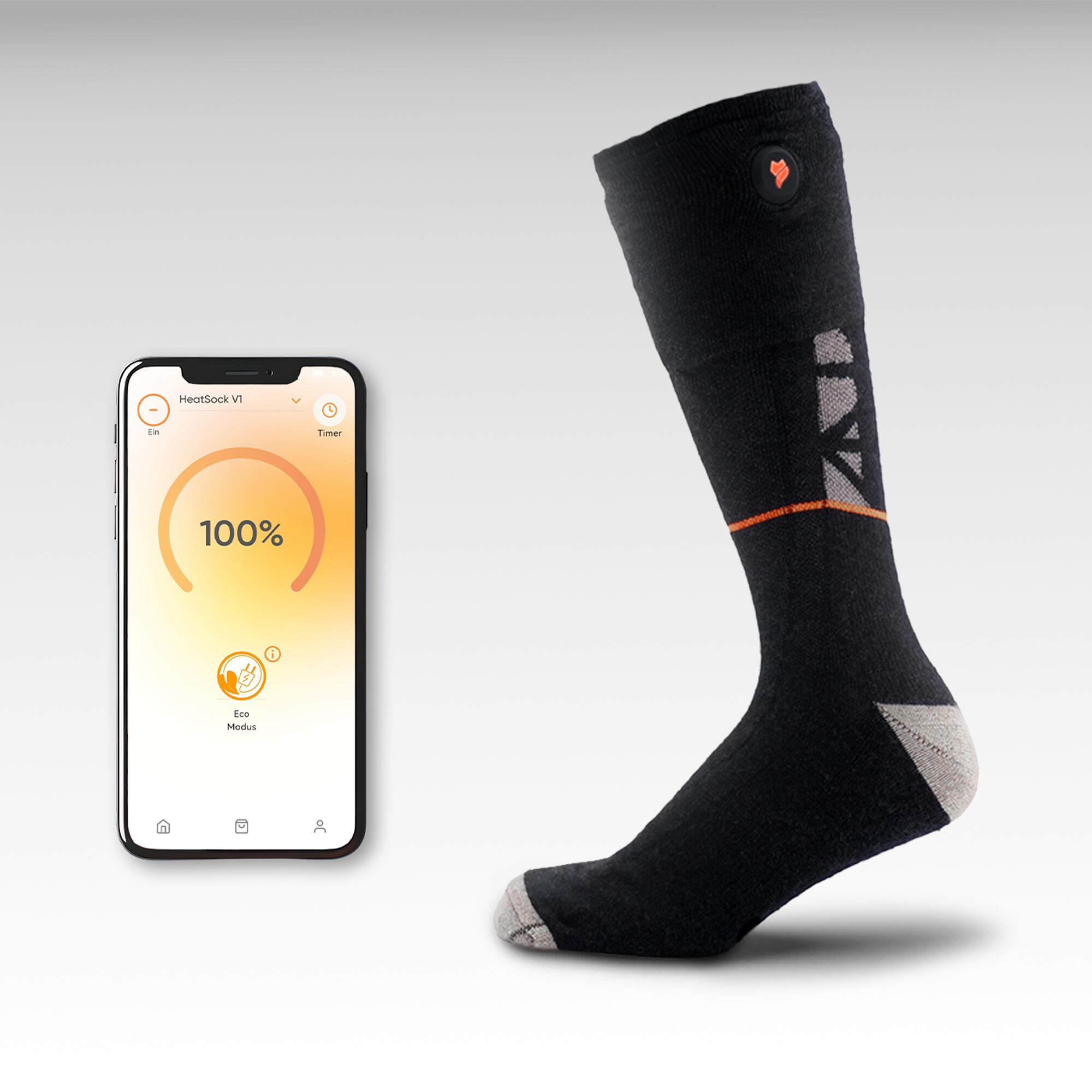 Vulpés - Chaussettes Chauffantes Intelligentes | Contrôle Par Smartphone | Laine Mérinos - Chaussettes Chauffantes - Gris|marron|noir - 43/46 - Decathlon