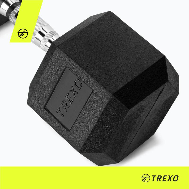 Hantel ogumowany TREXO Hex 32.5 kg