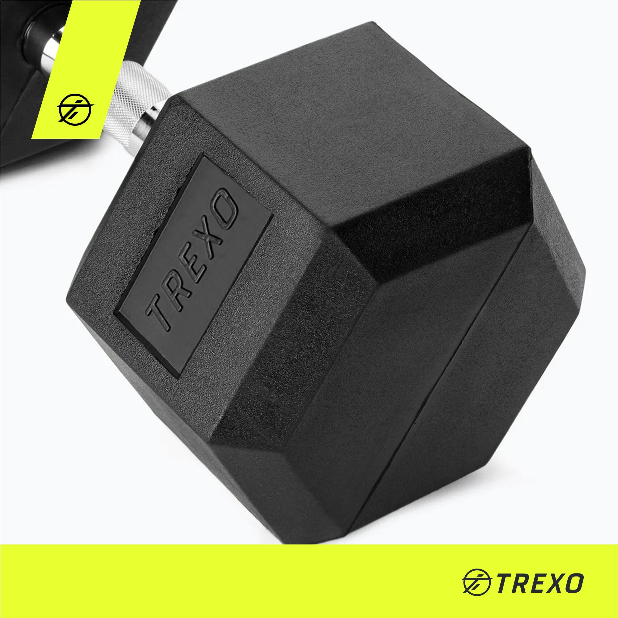 Pogumovaná jednoruční činka Hex TREXO 3/7
