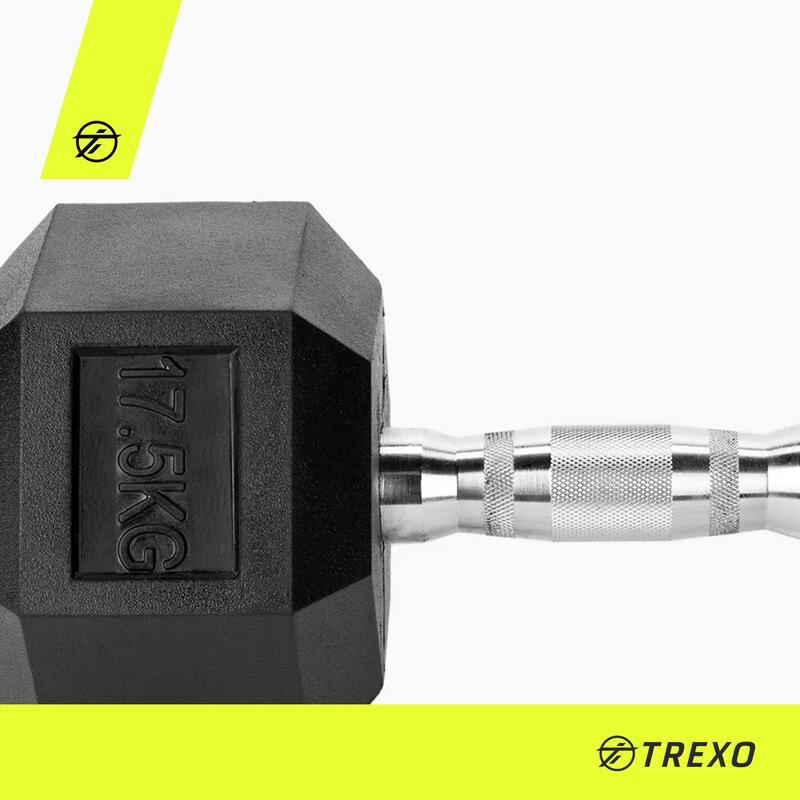 Haltère TREXO caoutchouté Hexagonale 4