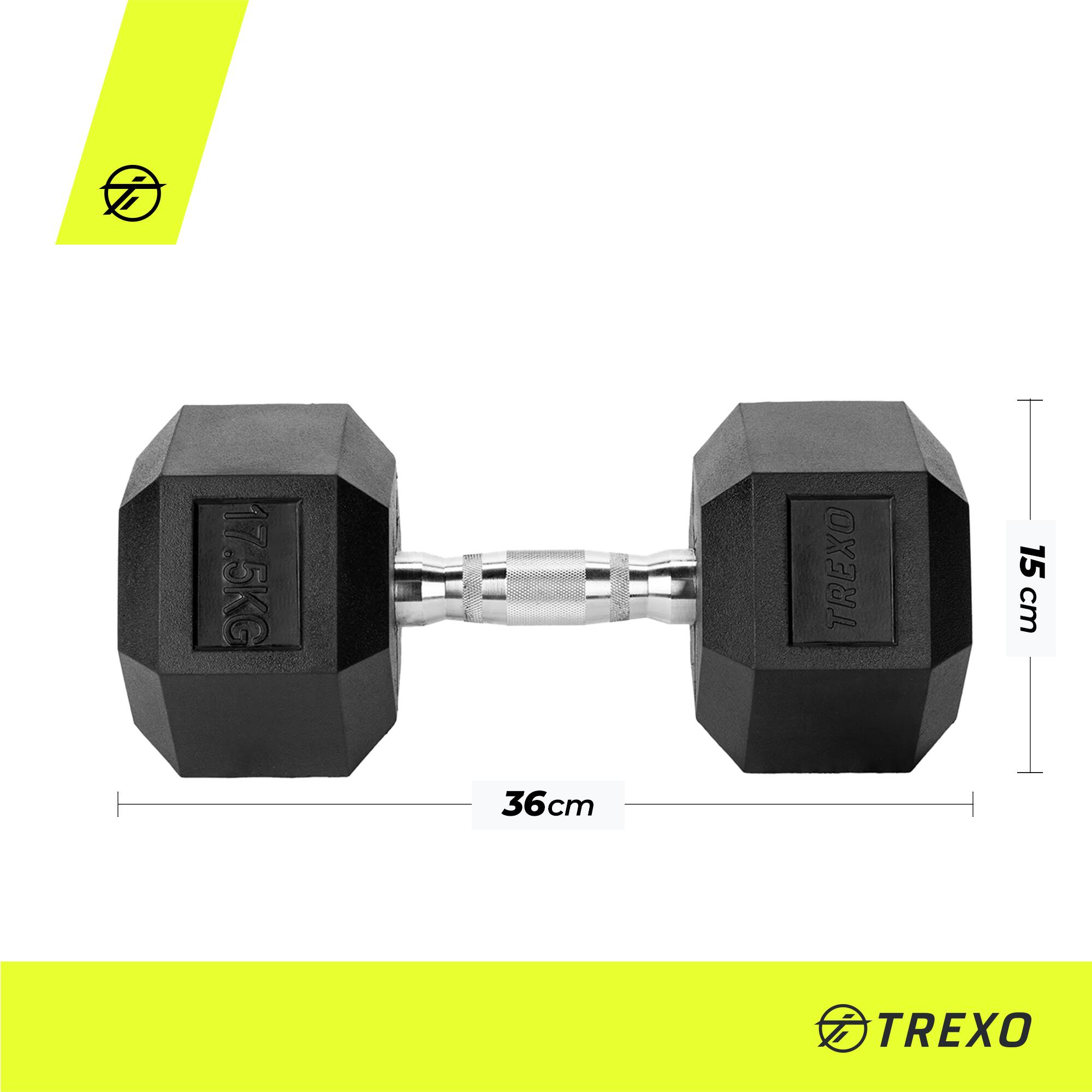 Hantel ogumowany XTREXO Hex 17.5 kg 2/7